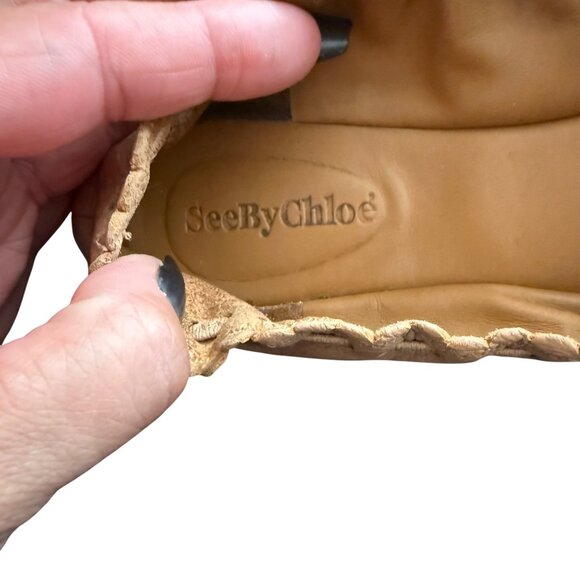 See by Chloe Leather Jane Point Ballet Flats Size 39 Slip-On Womens Shoes - Picture 7 of 8